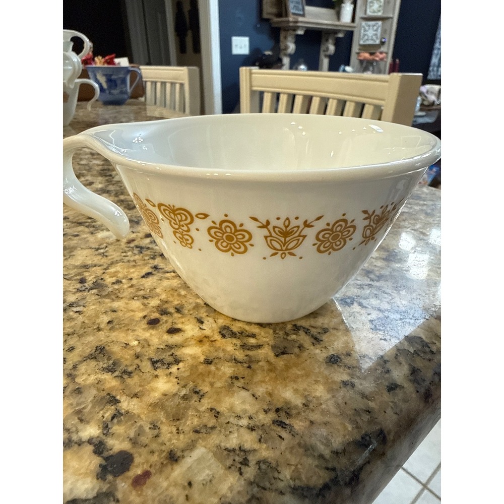 Vintage Pyrex Butterfly Gold Milk Glass Creamer Pour Spout 1970s Retro Kitchen